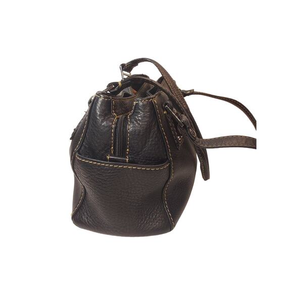 Fossil Black Pebble Leather 3 Section Pocket Shoulder Bag Purse Tote - Picture 4 of 9